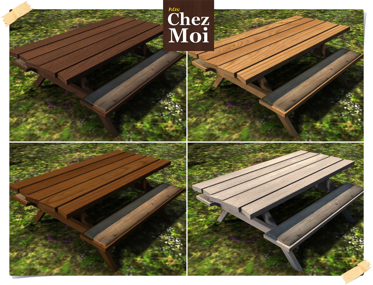 wood picnic table