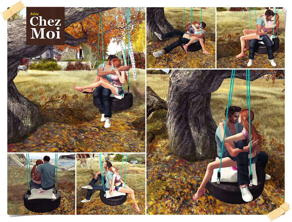 Playful Tire Swing Blue Couple Poses CHEZ MOI