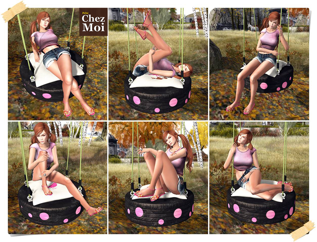 Playful Tire Swing Green Single Poses CHEZ MOI